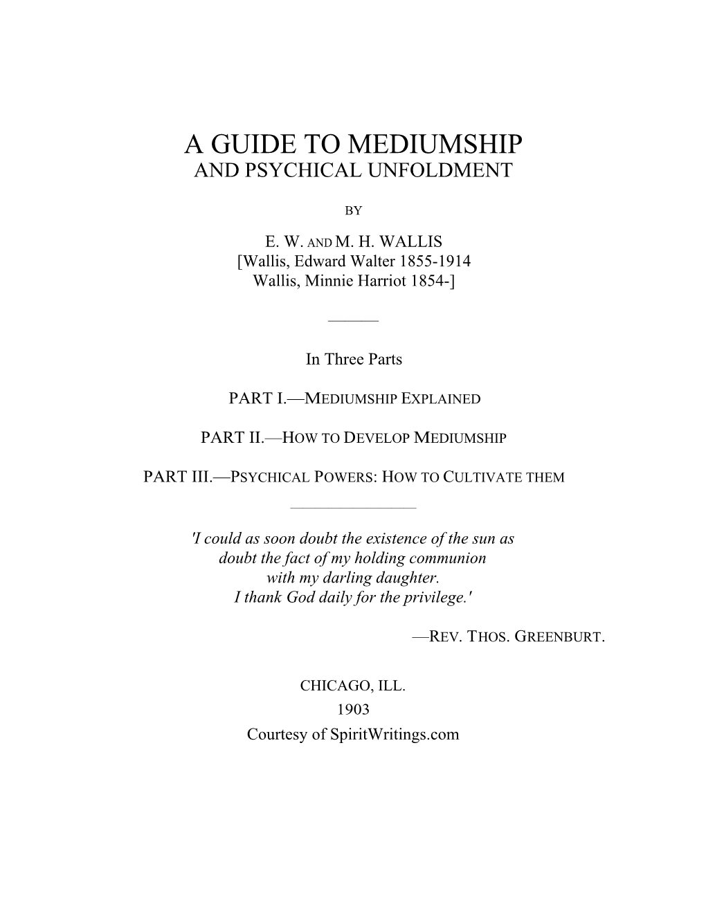 A Guide to Mediumship and Psychical Unfoldment