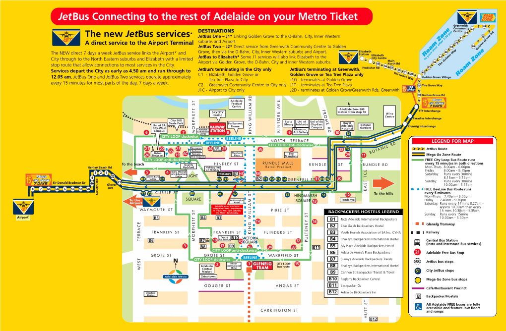 The New Jetbus Services Jetbus One – J1* Linking Golden Grove to the O-Bahn, City, Inner Western 71 Rove Rd BUSBUS Suburbs and Airport