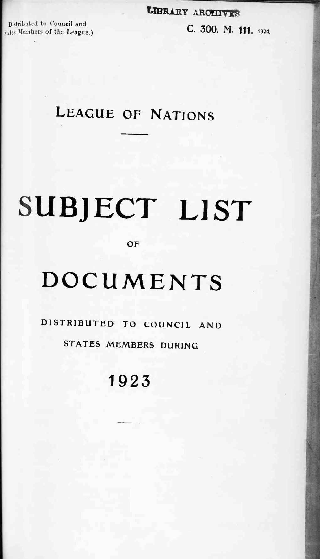 Subject List