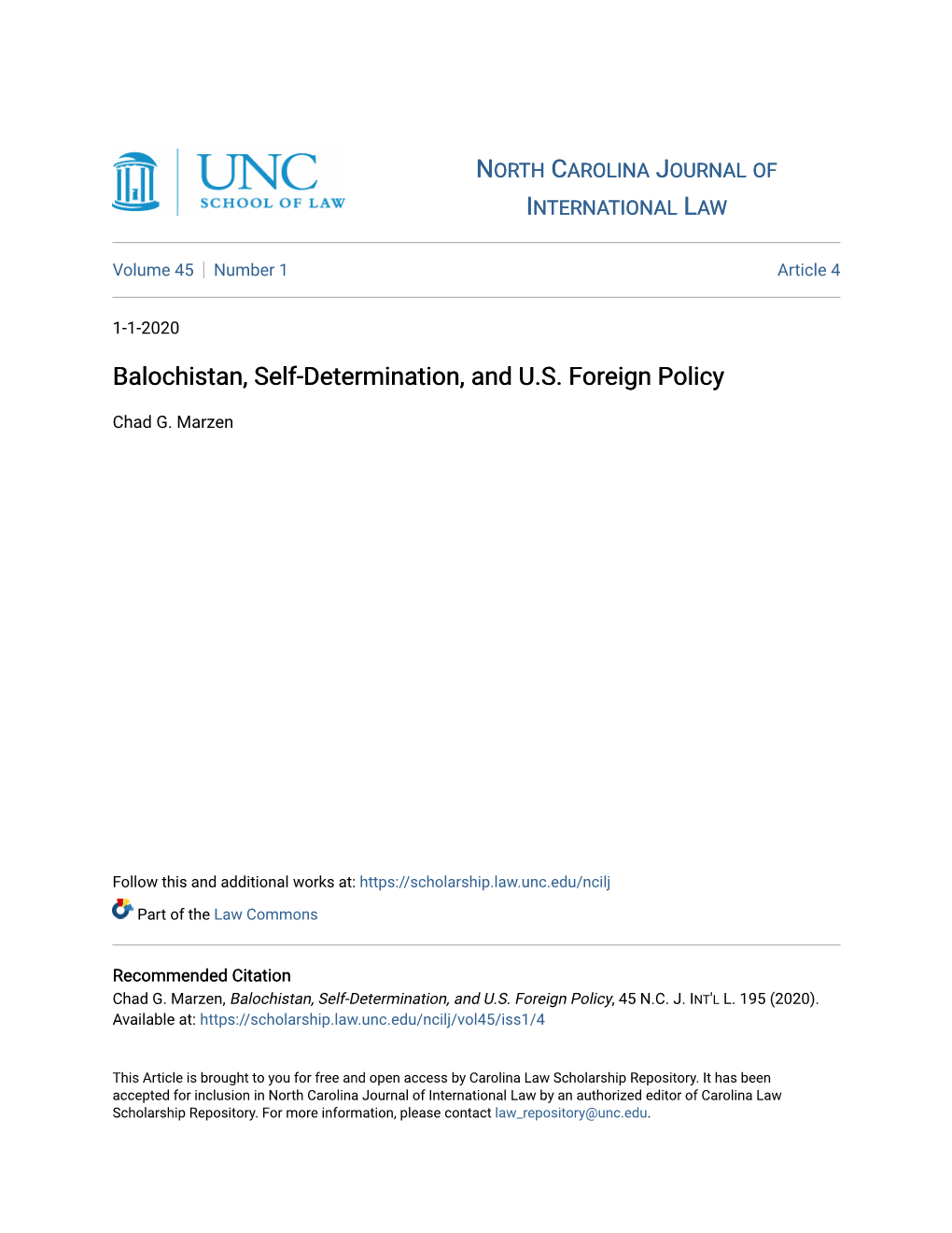 Balochistan, Self-Determination, and U.S. Foreign Policy