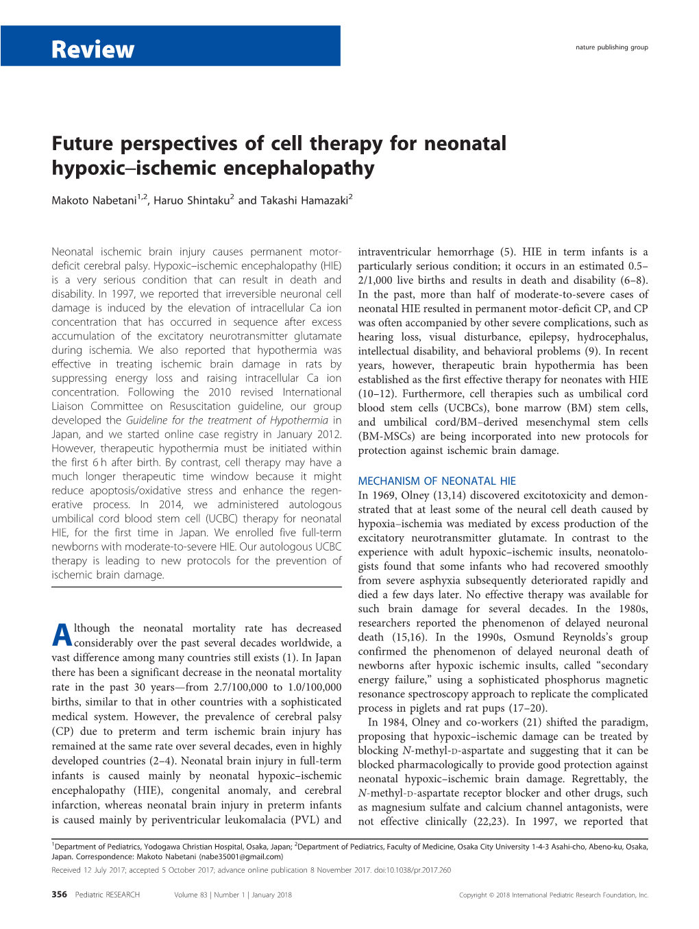 Future Perspectives of Cell Therapy for Neonatal Hypoxic–Ischemic Encephalopathy