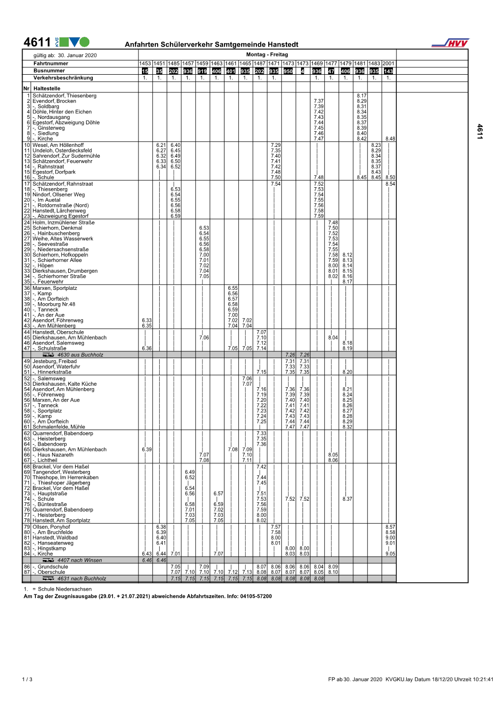 4611: Anfahrten Schülerverkehr Samtgemeinde Hanstedt