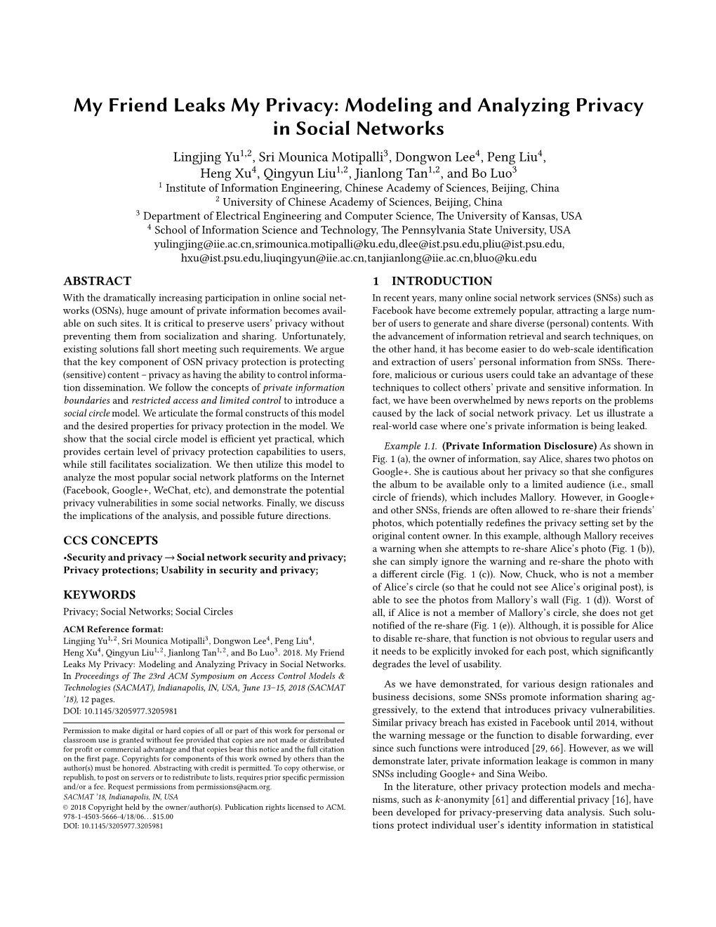 My Friend Leaks My Privacy: Modeling and Analyzing Privacy in Social Networks