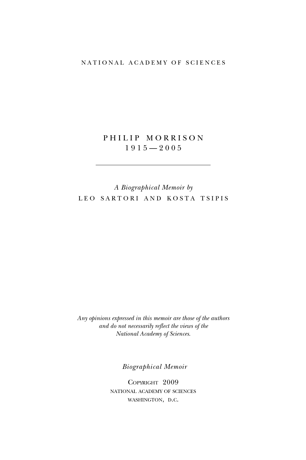 Philip Morrison 1 9 1 5 — 2 0 0 5