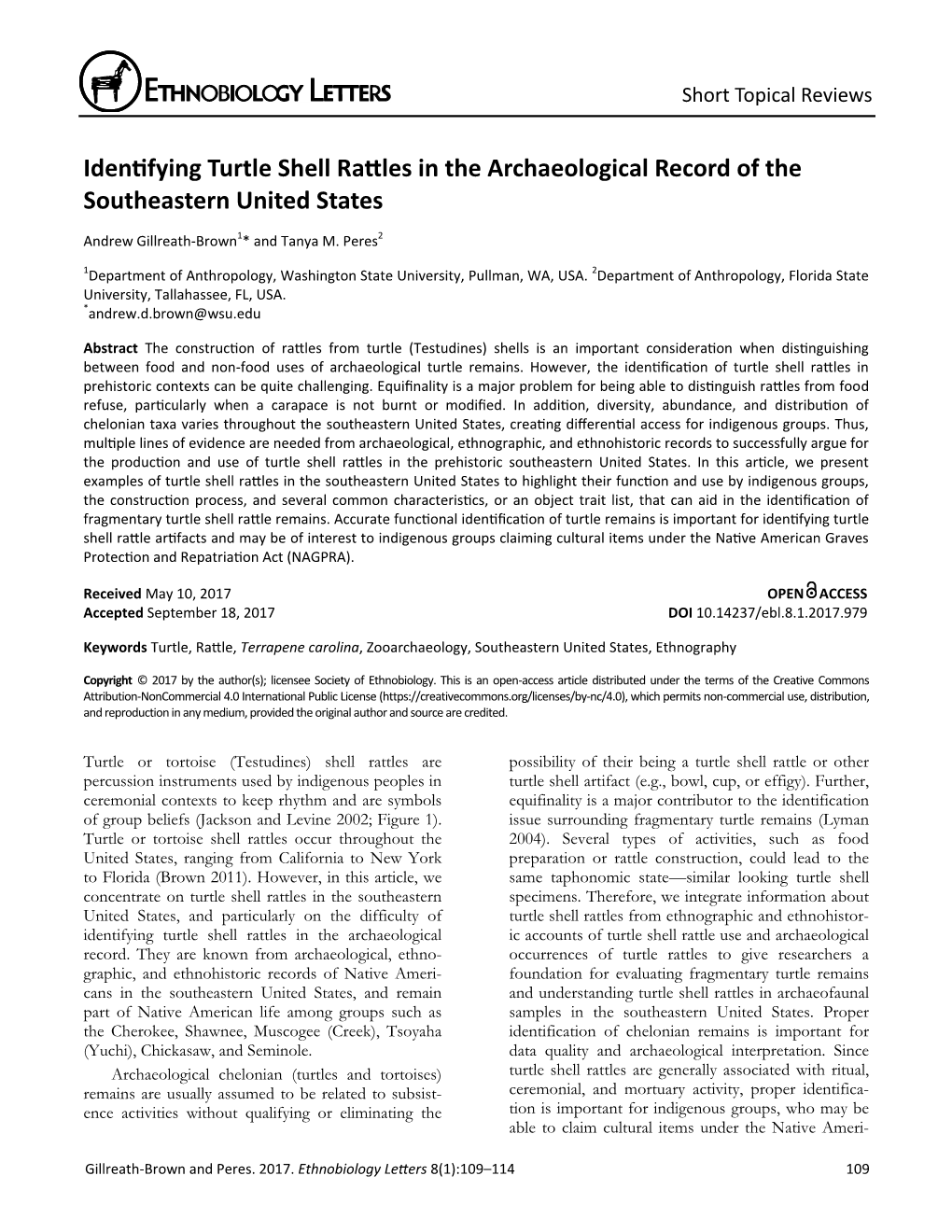 Identifying Turtle Shell Rattles in the Archaeological Record of the Southeastern United States