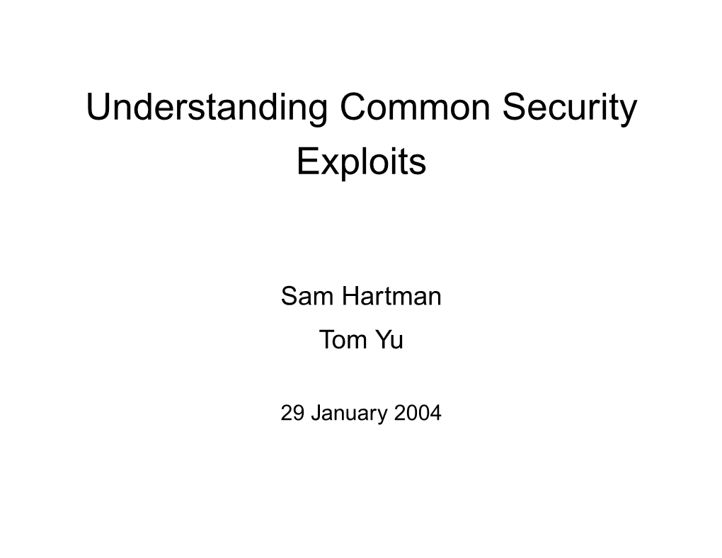 Understanding Common Security Exploits