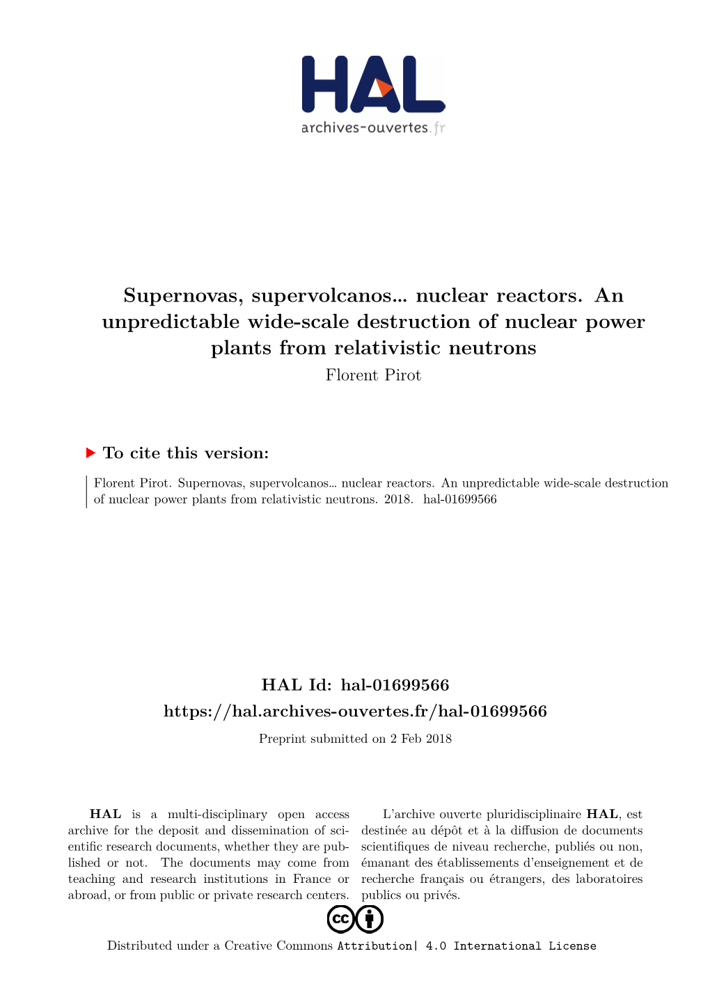 Supernovas, Supervolcanos… Nuclear Reactors
