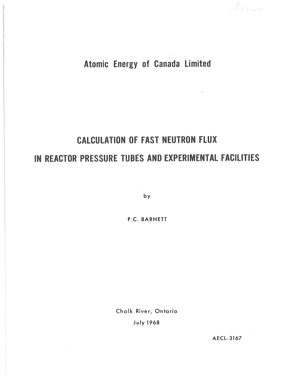 Atomic Energy of Canada Limited CALCULATION of FAST