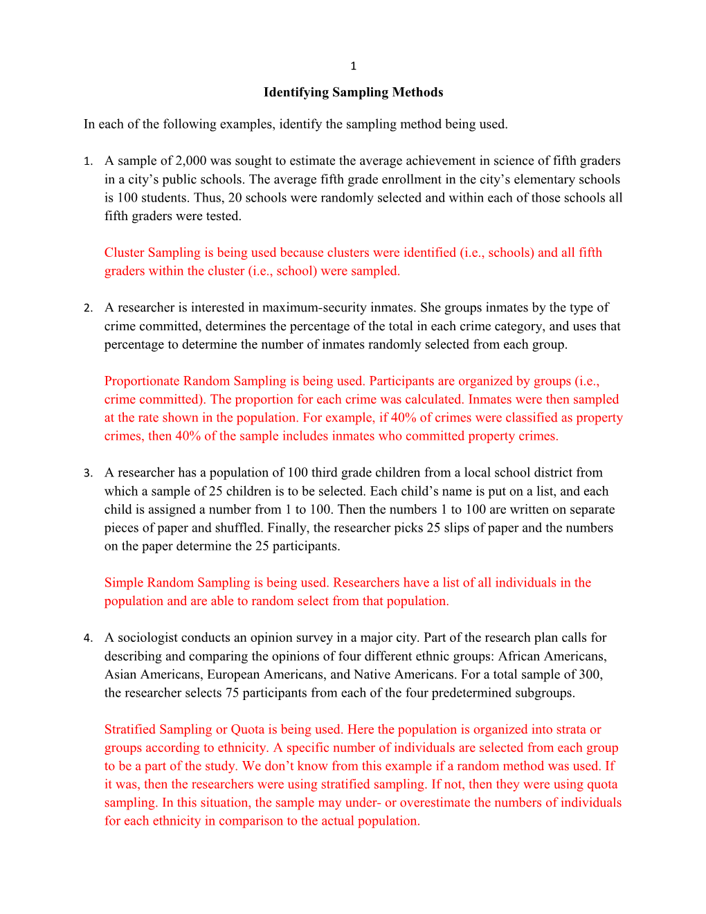 Identifying Sampling Methods