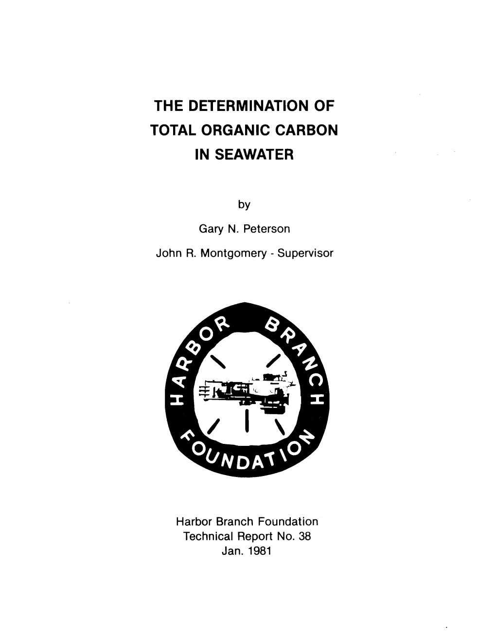 The Determination of Total Organic Carbon in Seawater