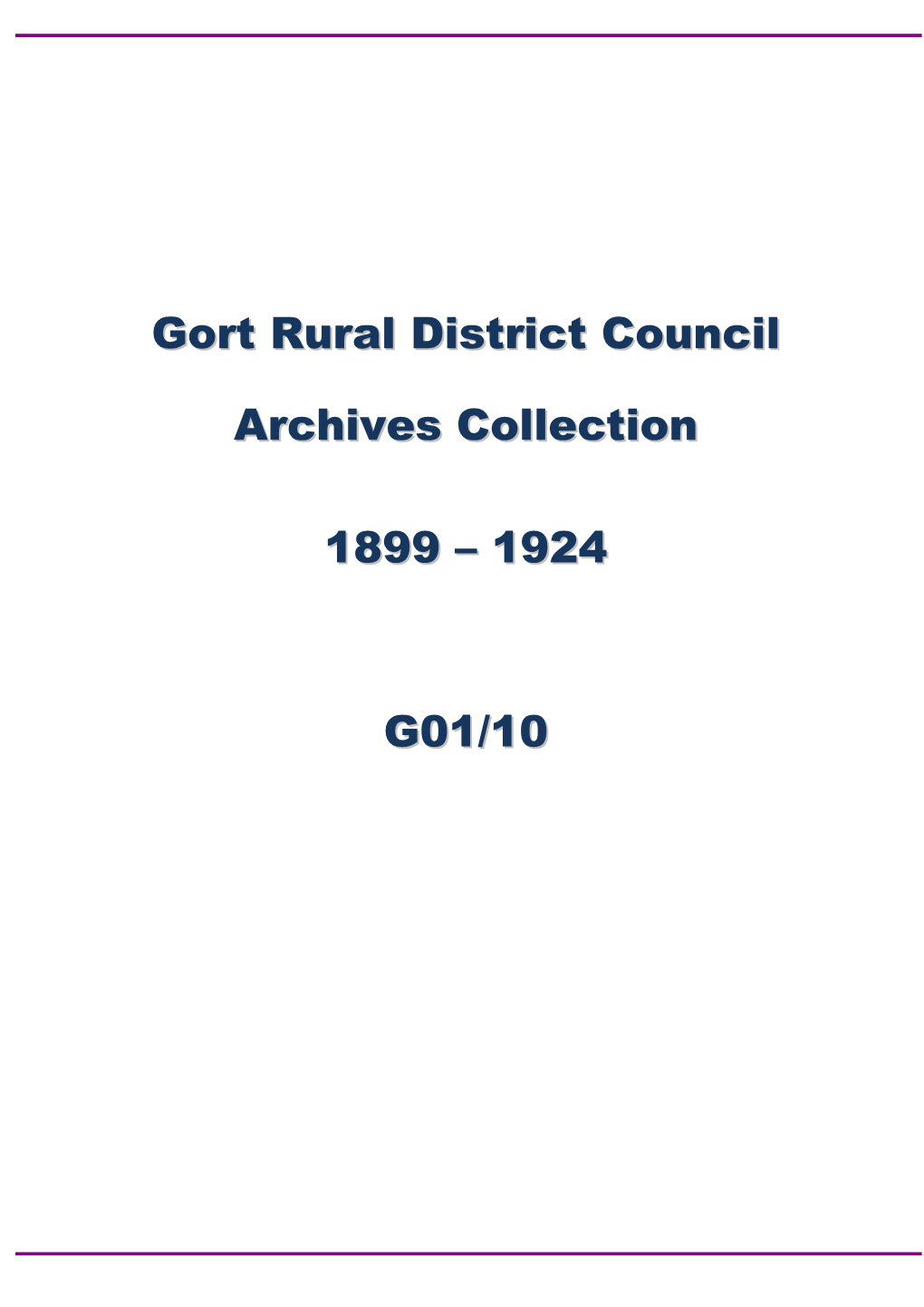 G01-10 Gort Rural District Council 1899-1924