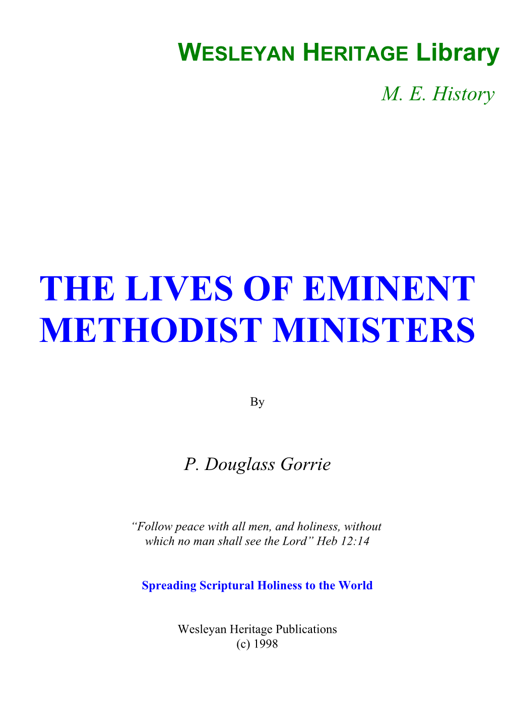 The Lives of Eminent Methodist Ministers