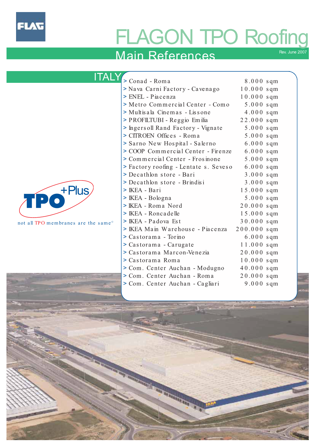 FLAGON TPO Roofing Main References Rev