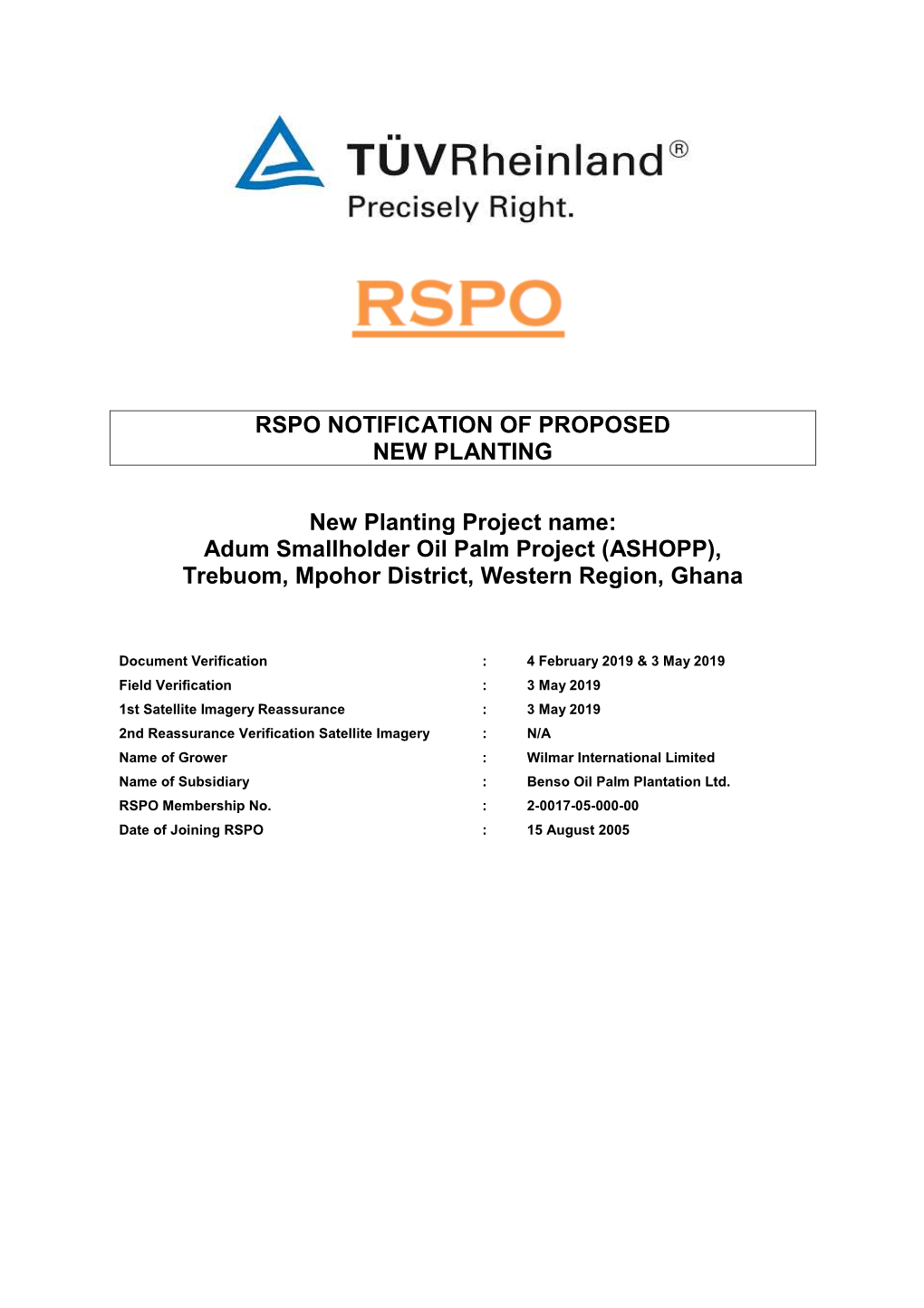 RSPO NPP Notification