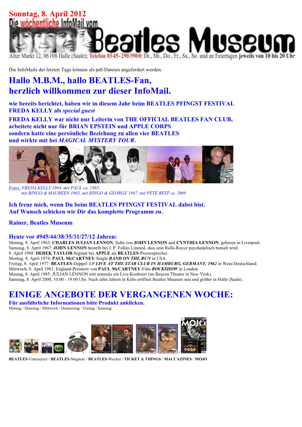 Hallo M.B.M., Hallo BEATLES-Fan, Herzlich Willkommen Zur Dieser Infomail