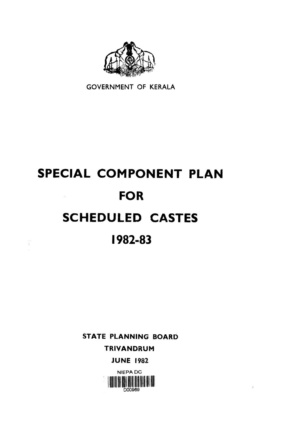 Special Component Plan for Scheduled Castes 1982-83