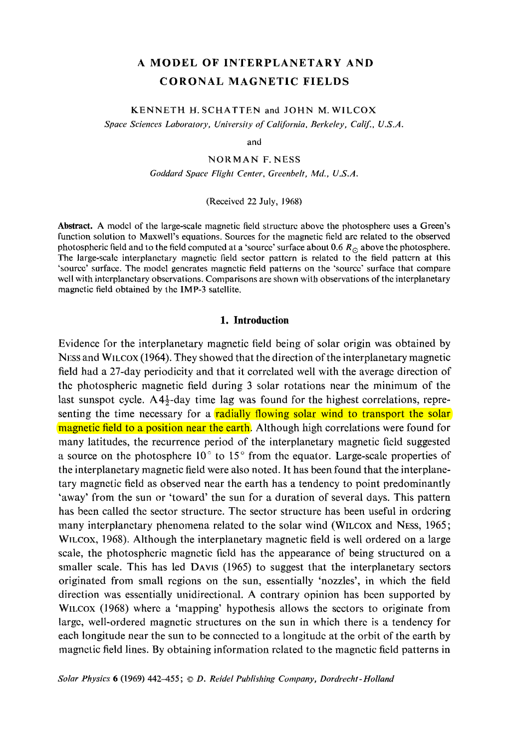 A Model of Interplanetary and Coronal Magnetic Fields