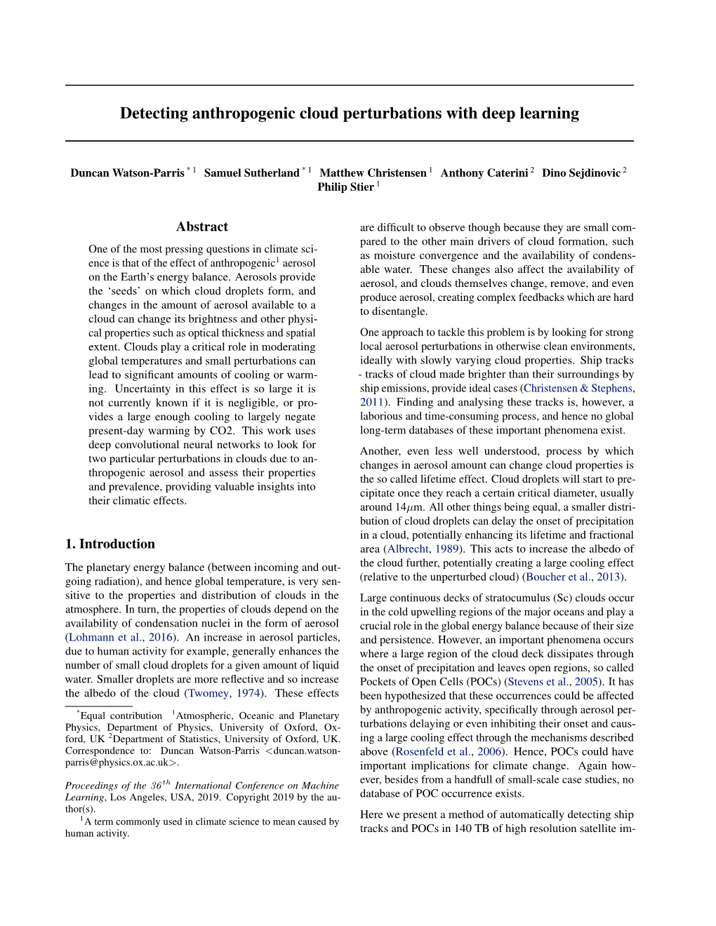 Detecting Anthropogenic Cloud Perturbations with Deep Learning