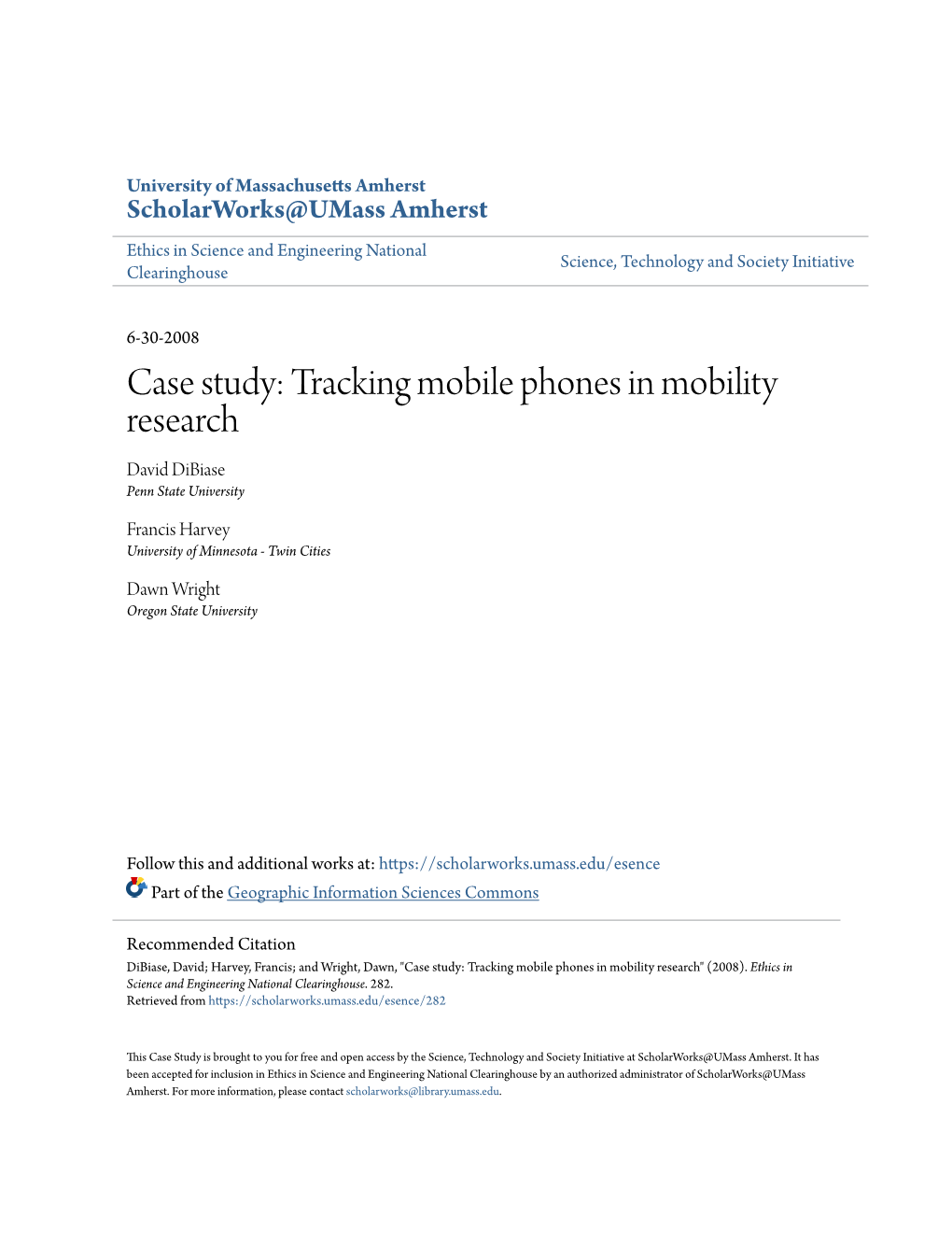 Tracking Mobile Phones in Mobility Research David Dibiase Penn State University