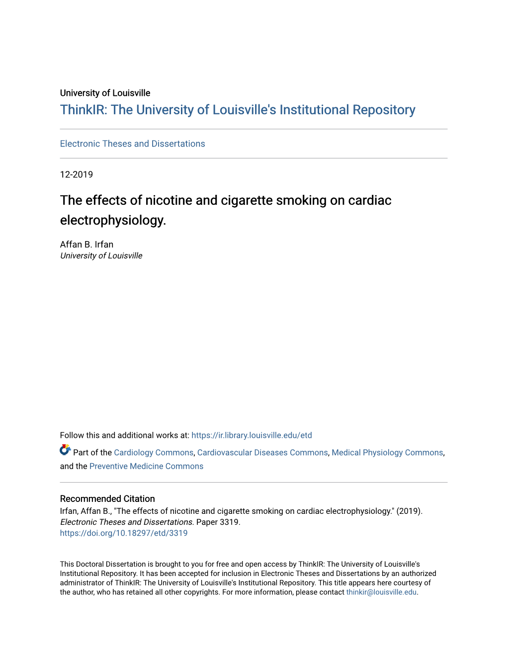 The Effects of Nicotine and Cigarette Smoking on Cardiac Electrophysiology