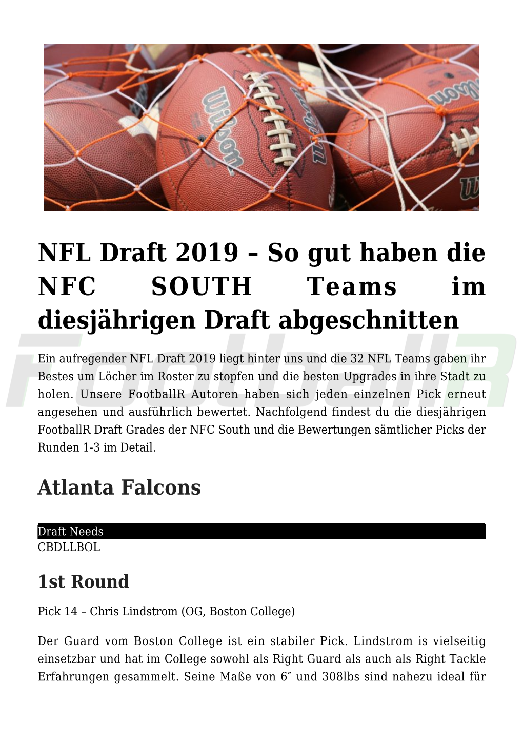 NFL Draft 2019 – So Gut Haben Die NFC SOUTH