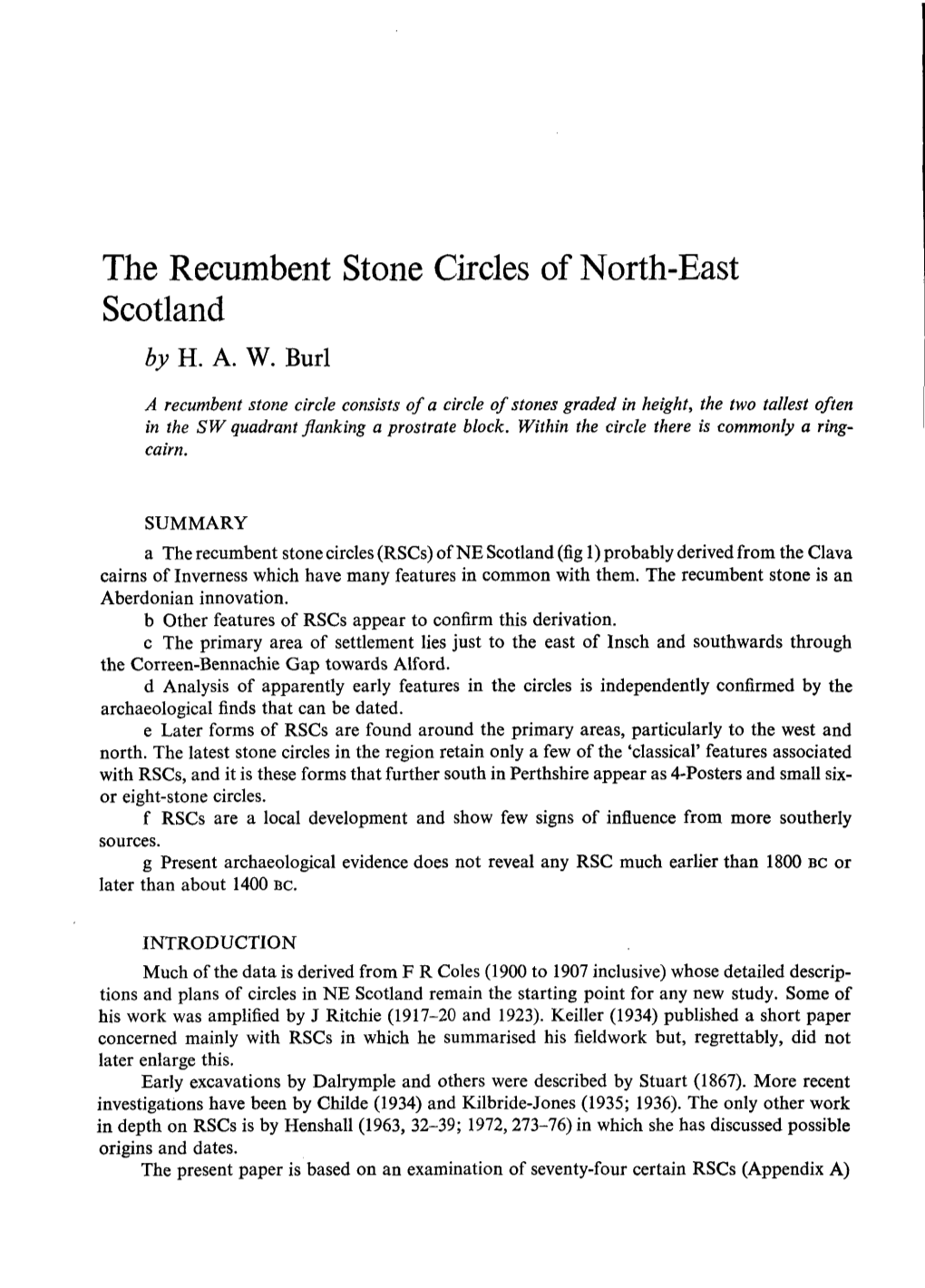 The Recumbent Stone Circles of North-East Scotland