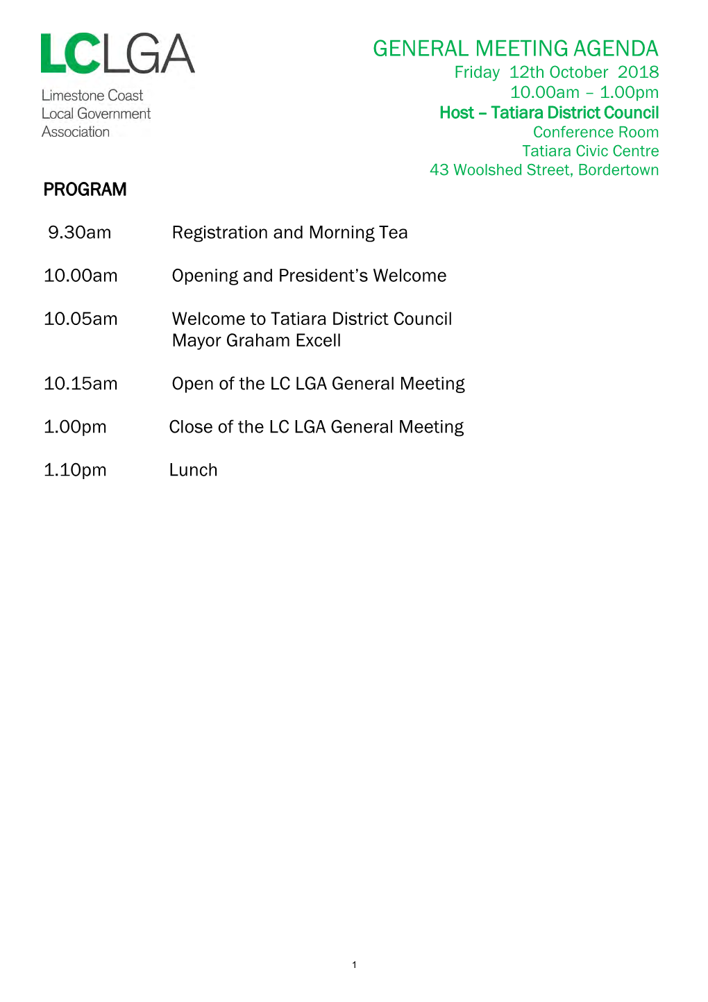 General Meeting Agenda