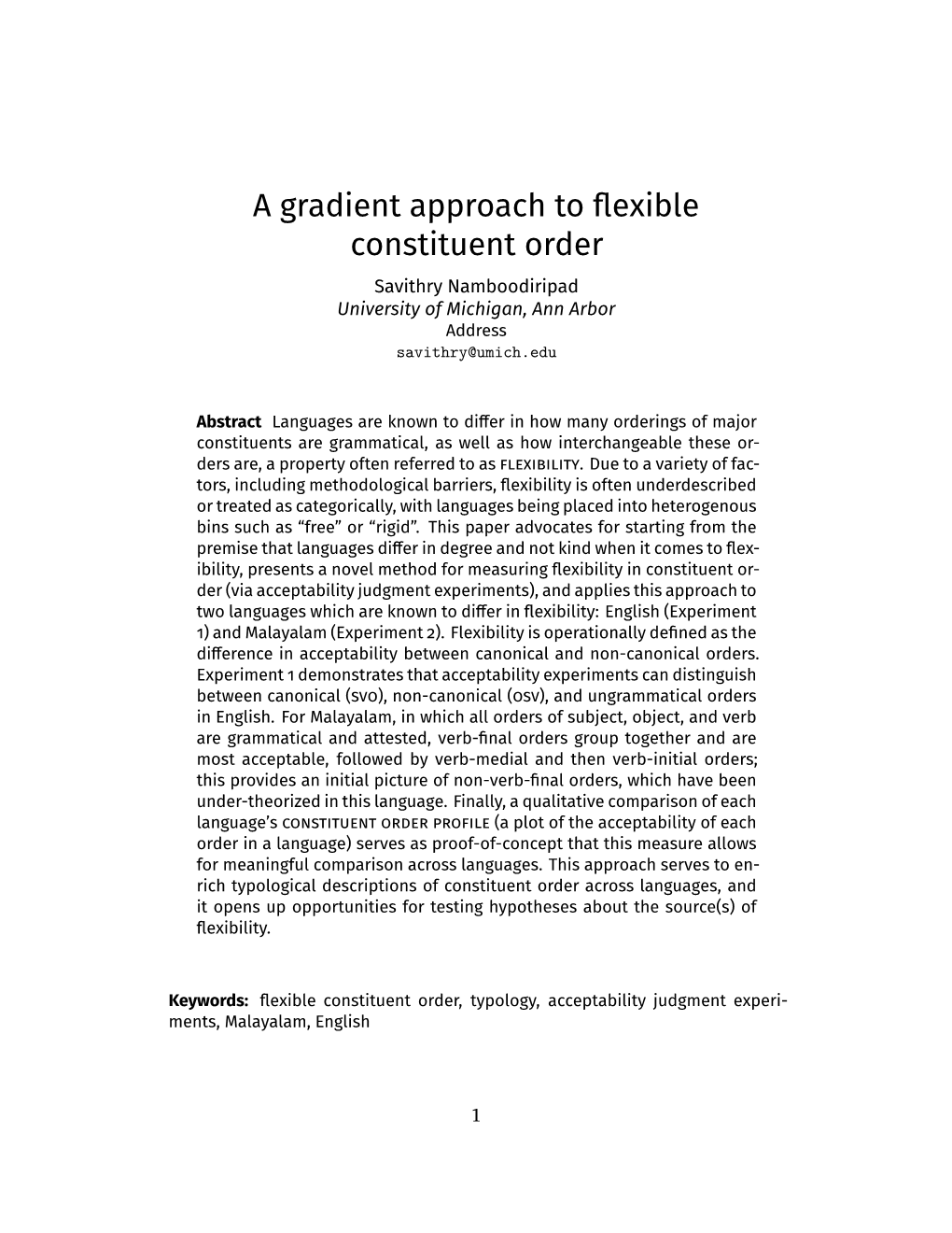 A Gradient Approach to Cross-Linguistic Variation in Flexible