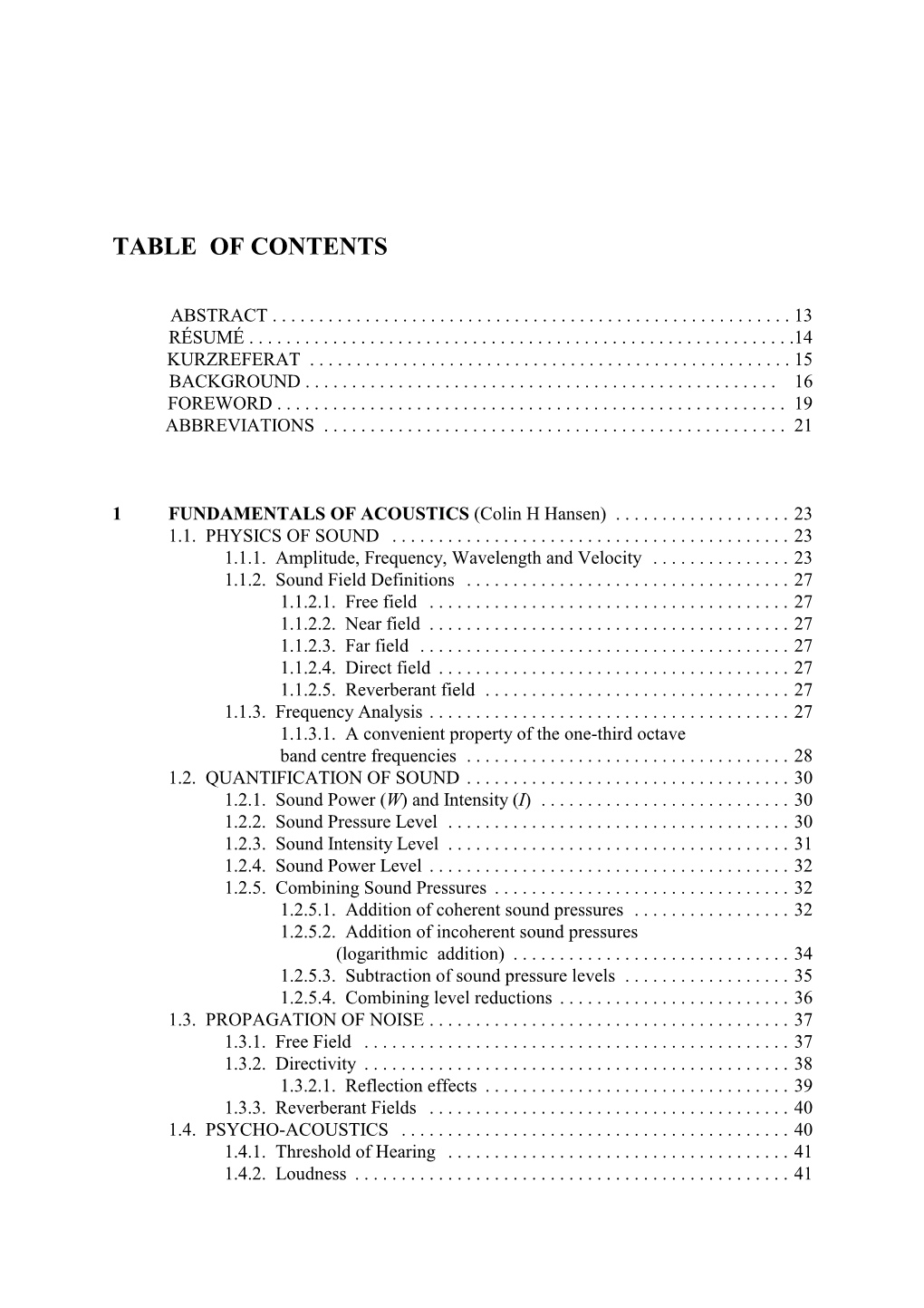 Table of Contents