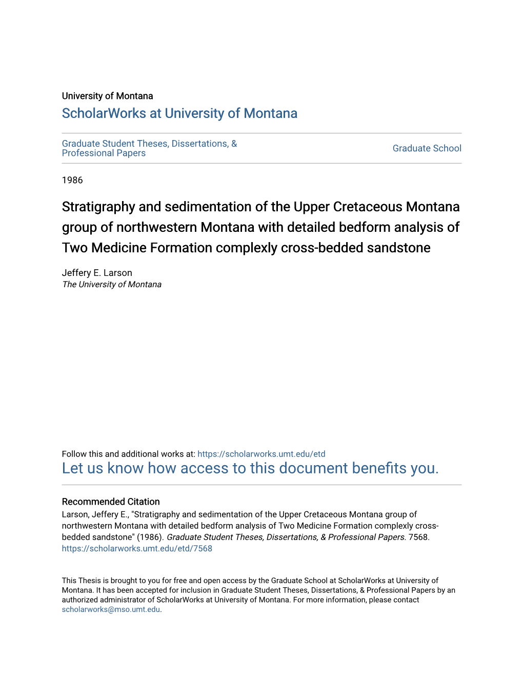 Stratigraphy and Sedimentation of the Upper Cretaceous Montana Group