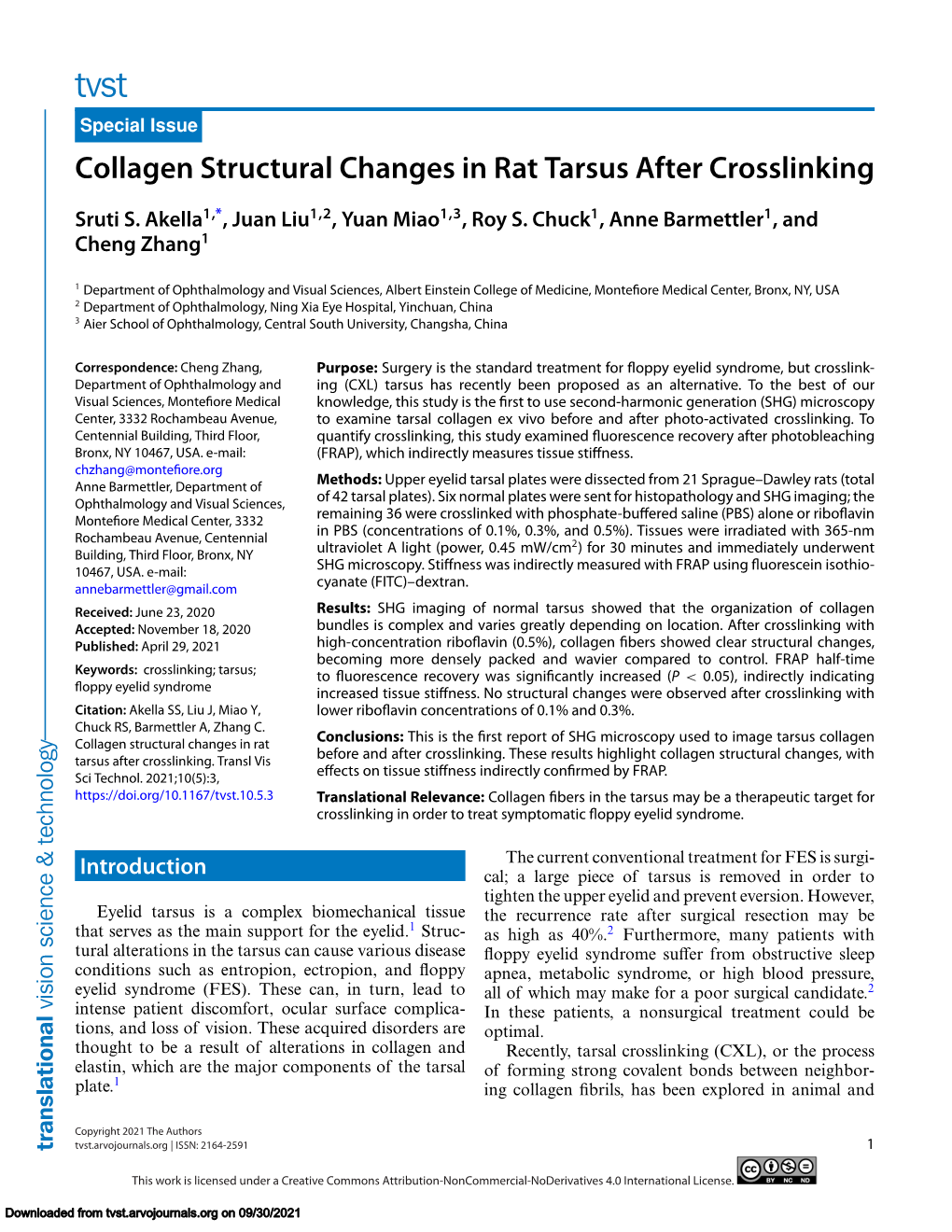 Collagen Structural Changes in Rat Tarsus After Crosslinking