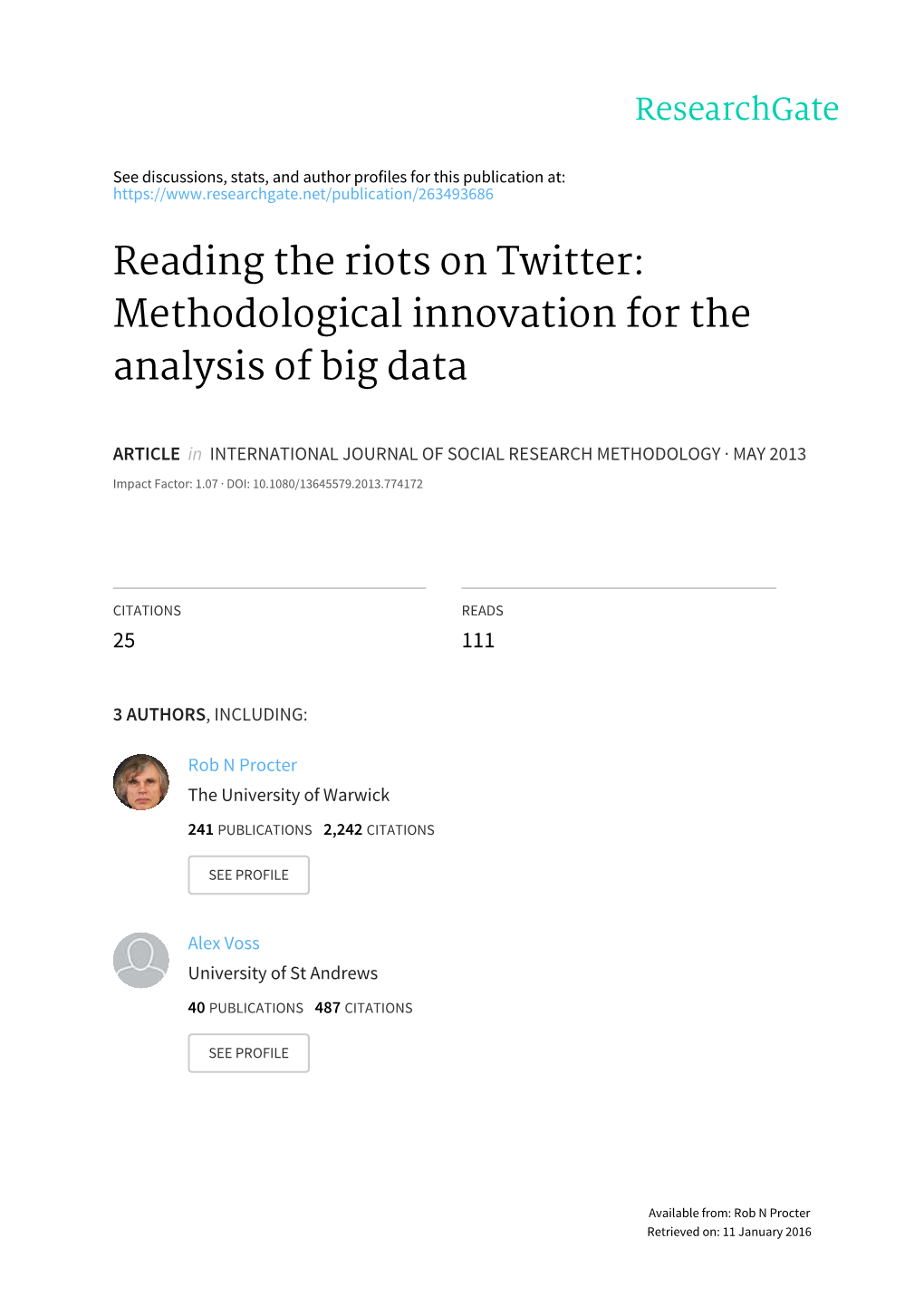 Reading the Riots on Twitter: Methodological Innovation for the Analysis of Big Data