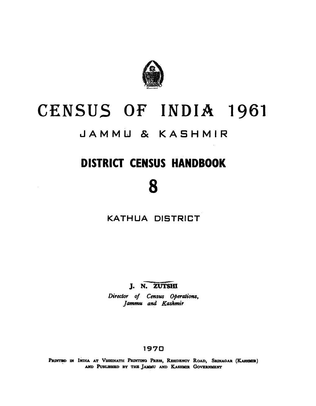 District Census Handbook, 8, Kathua