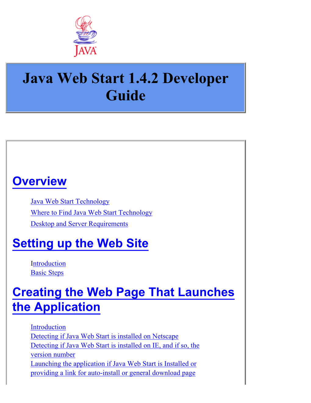 Java Web Start 1.4.2 Developer Guide