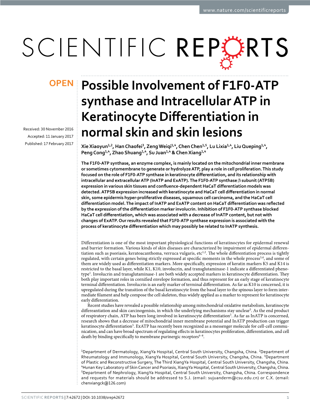 Possible Involvement of F1F0-ATP Synthase and Intracellular ATP In