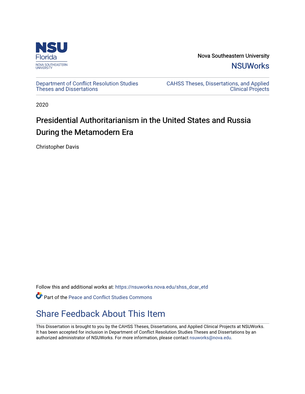 Presidential Authoritarianism in the United States and Russia During the Metamodern Era