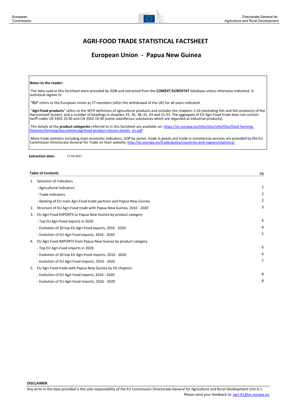 AGRI-FOOD TRADE STATISTICAL FACTSHEET European Union