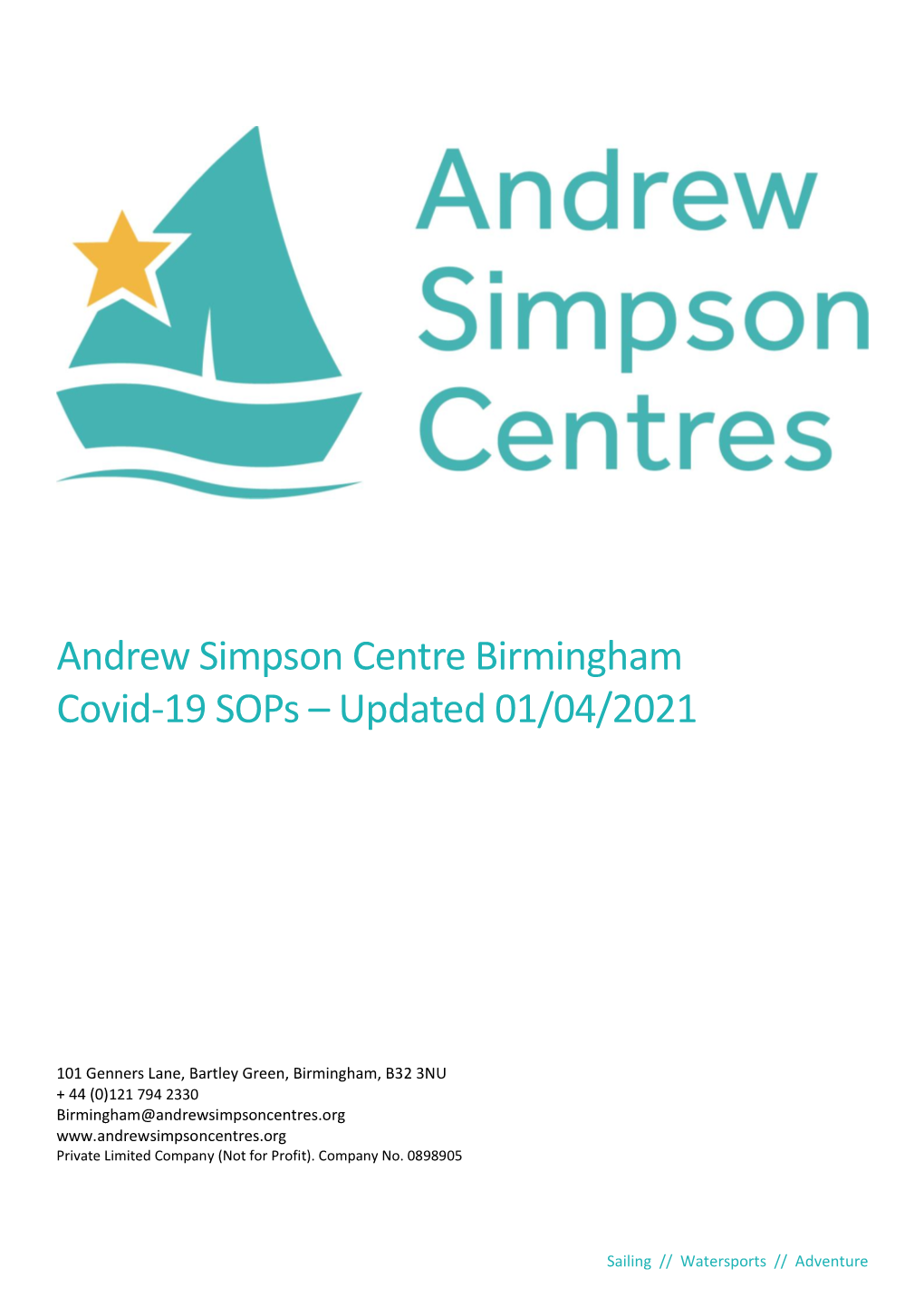 Andrew Simpson Centre Birmingham Covid-19 Sops – Updated 01/04/2021