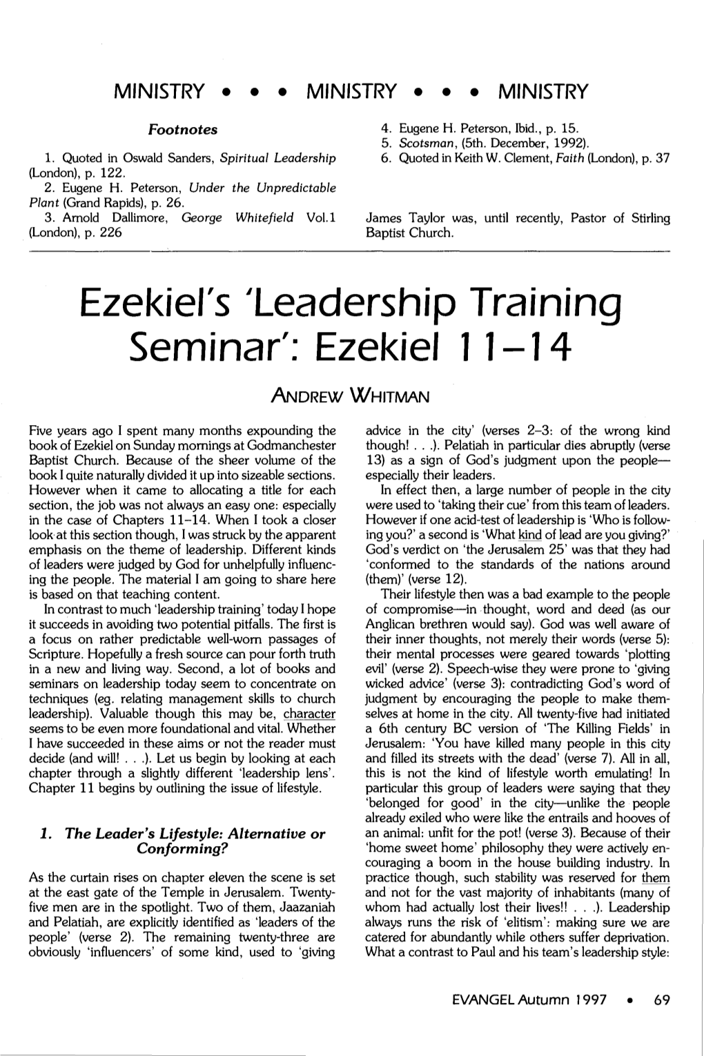 Ezekiel's ~Leadership Training Seminar': Ezekiel 11-14