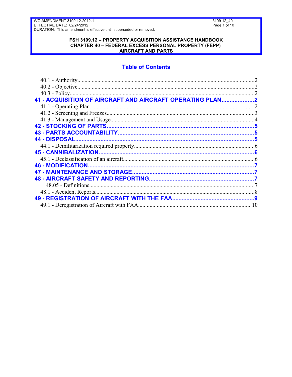 41 - Acquisition of Aircraft and Aircraft Operating Plan 2