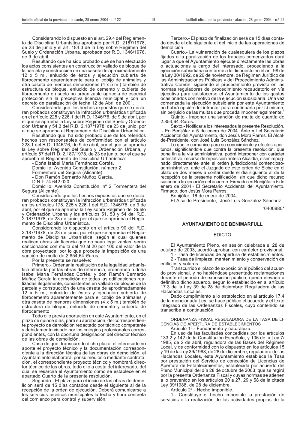 Considerando Lo Dispuesto En El Art. 29.4 Del Reglamen- to De Disciplina Urbanística Aprobado Por R.D. 2187/1978, De 23 De Juni