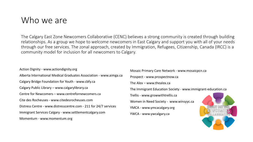 Overview of the Calgary East Zone Newcomer Collaborative