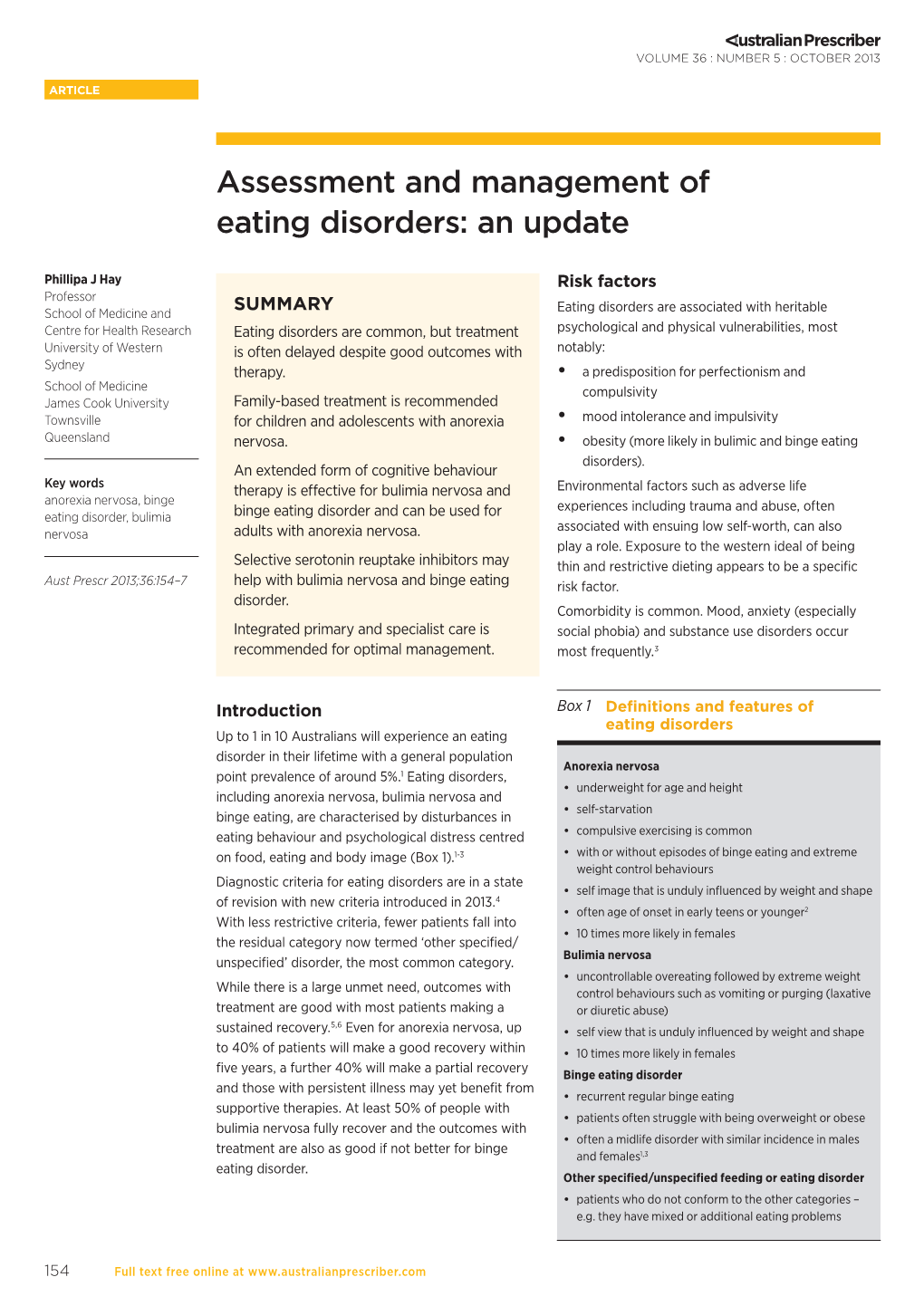 Assessment and Management of Eating Disorders: an Update