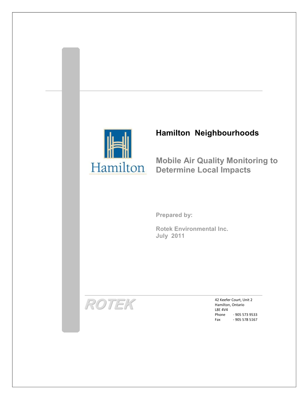 Mobile Air Quality Monitoring to Determine Local Impacts