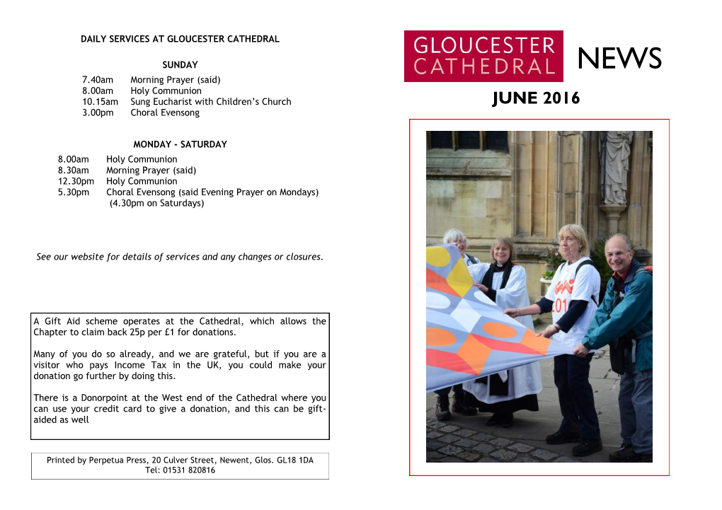 JUNE 2016 3.00Pm Choral Evensong