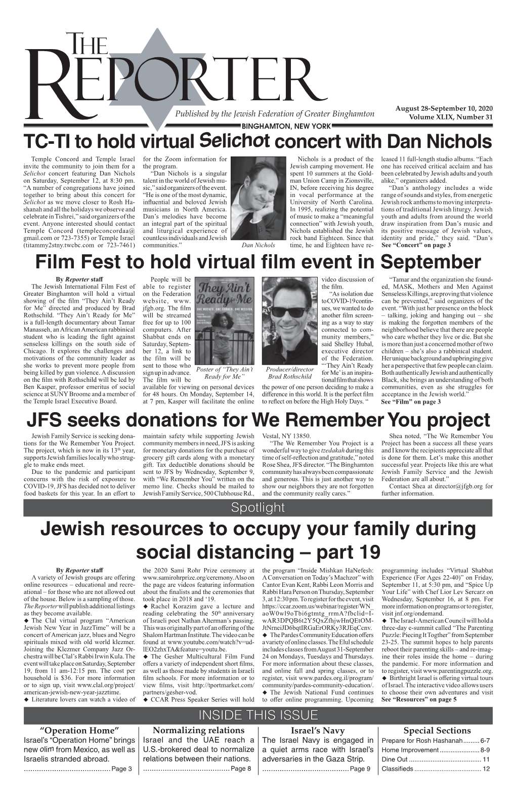 Film Fest to Hold Virtual Film Event in September JFS Seeks Donations For