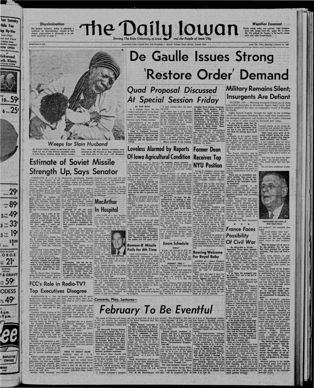 Daily Iowan (Iowa City, Iowa), 1960-01-30