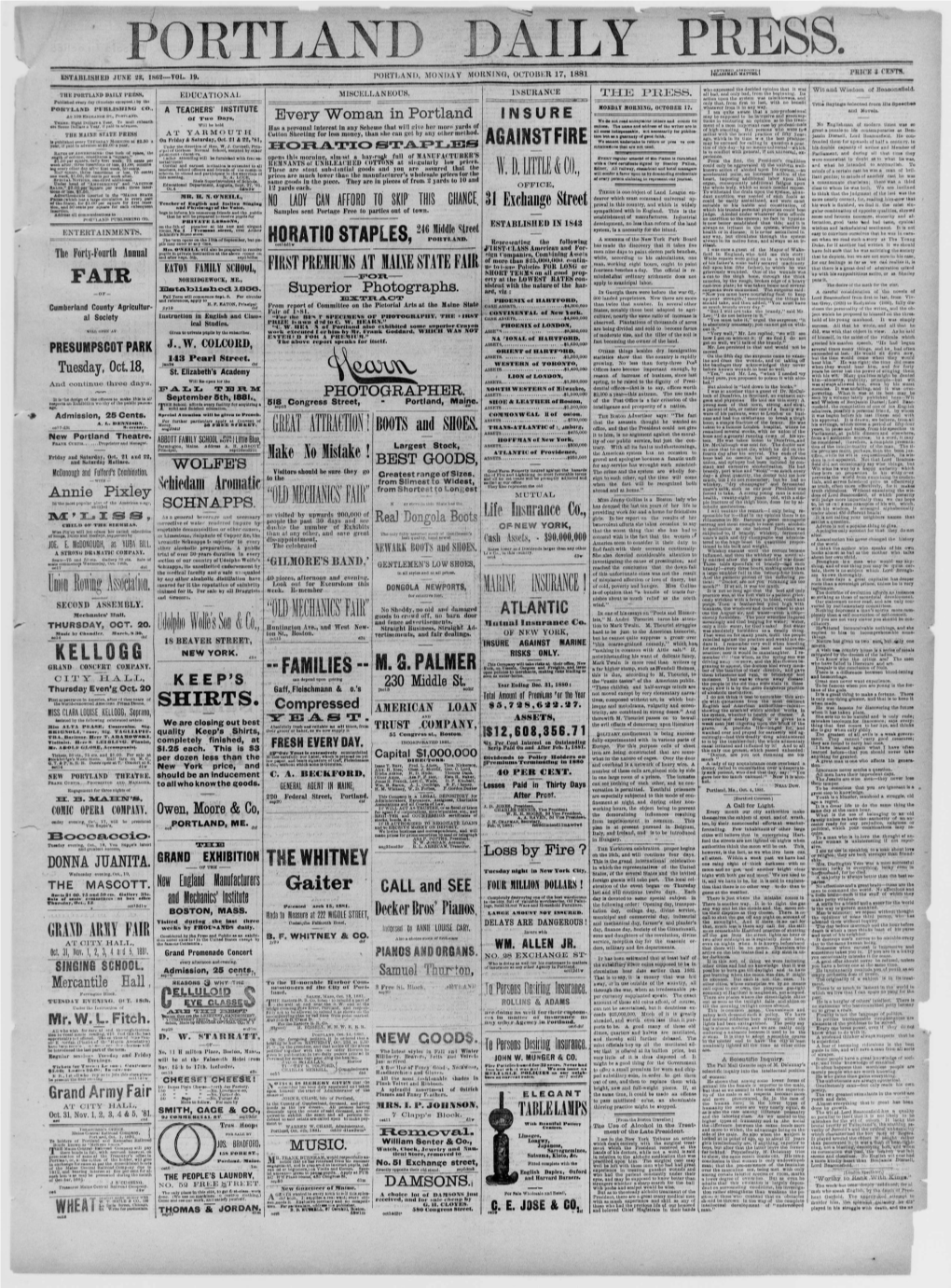 Portland Daily Press: December 26,1881