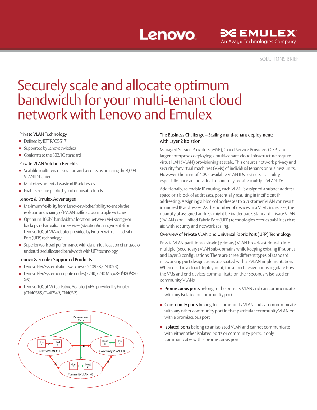 Securely Scale and Allocate Optimum Bandwidth for Your Multi-Tenant Cloud Network with Lenovo and Emulex