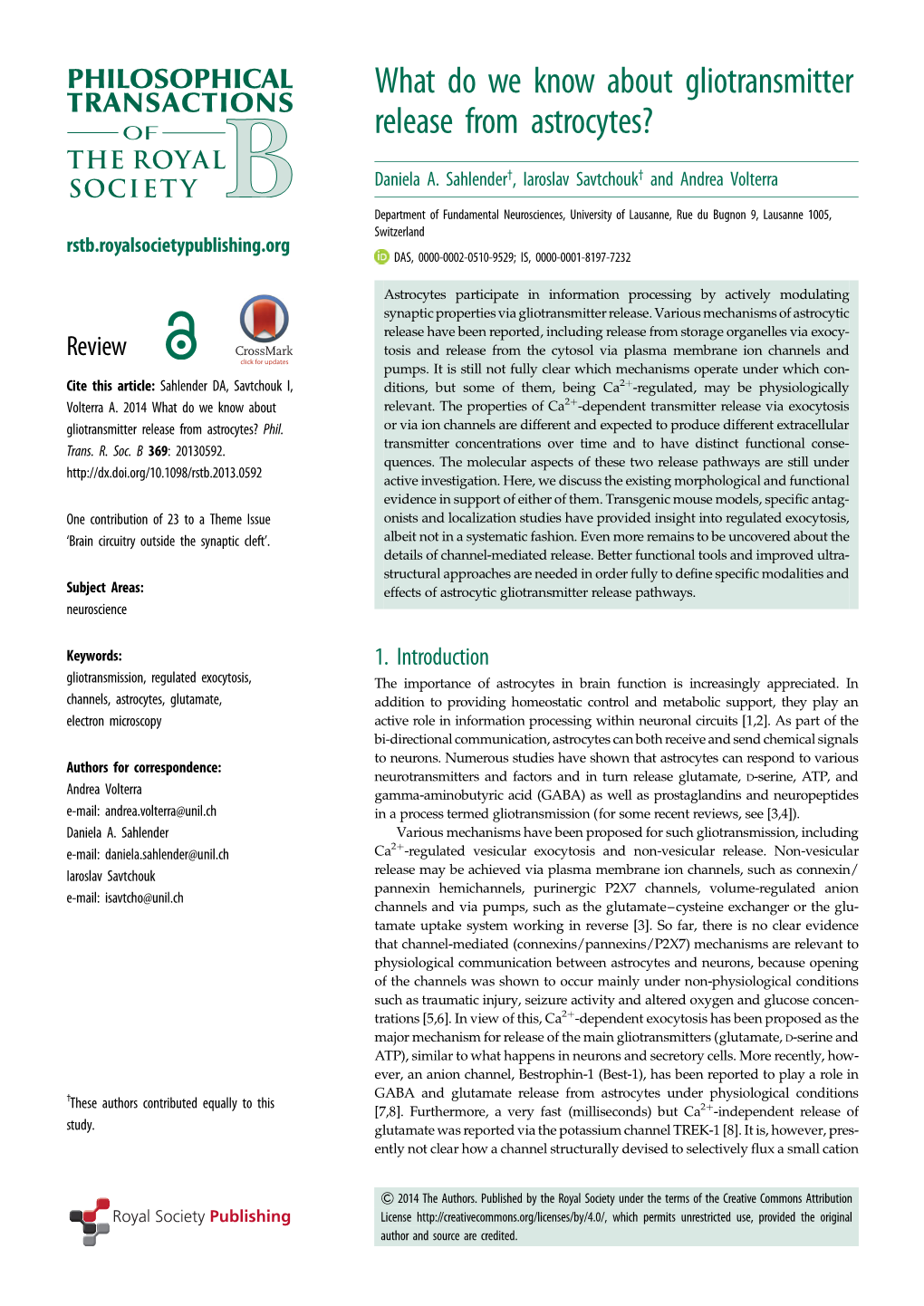 What Do We Know About Gliotransmitter Release from Astrocytes?